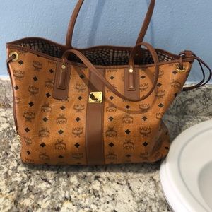 Cognac Medium MCM Liz Reversible Shopper Tote Bag